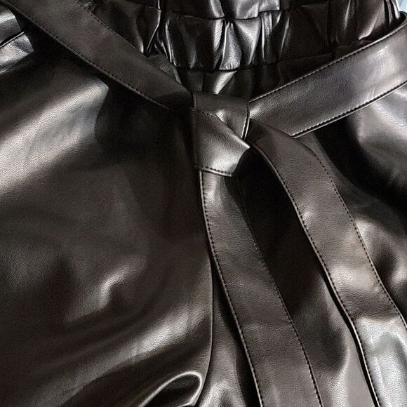 Avec Les FillesFaux Leather Paperbag Waist Tapered Trouser - Picture 11 of 12